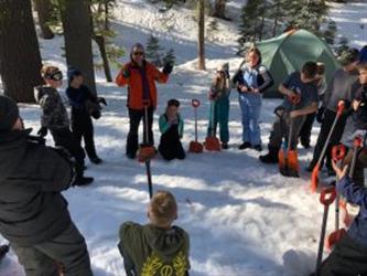 Winter Adventure – students and chaperones in the snow